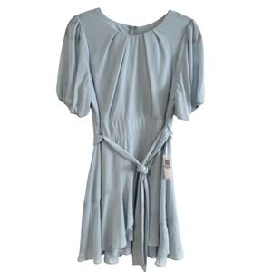 B. Darlin Day Blue Puff Sleeve Mini‎ Dress Juniors 11/12 NWT MSRP $49 Belt Flaw